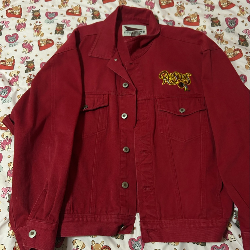 Vintage Washington Redskins red denim Pro-Elite jacket. Size L